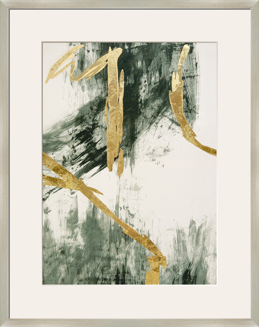 Golden Strokes II Hand-Embellished Canvas Framed Under Acrylic