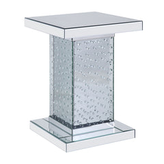 Nysa End Table - Mirrored & Faux Crystals (18"W x 18"D x 26"H)