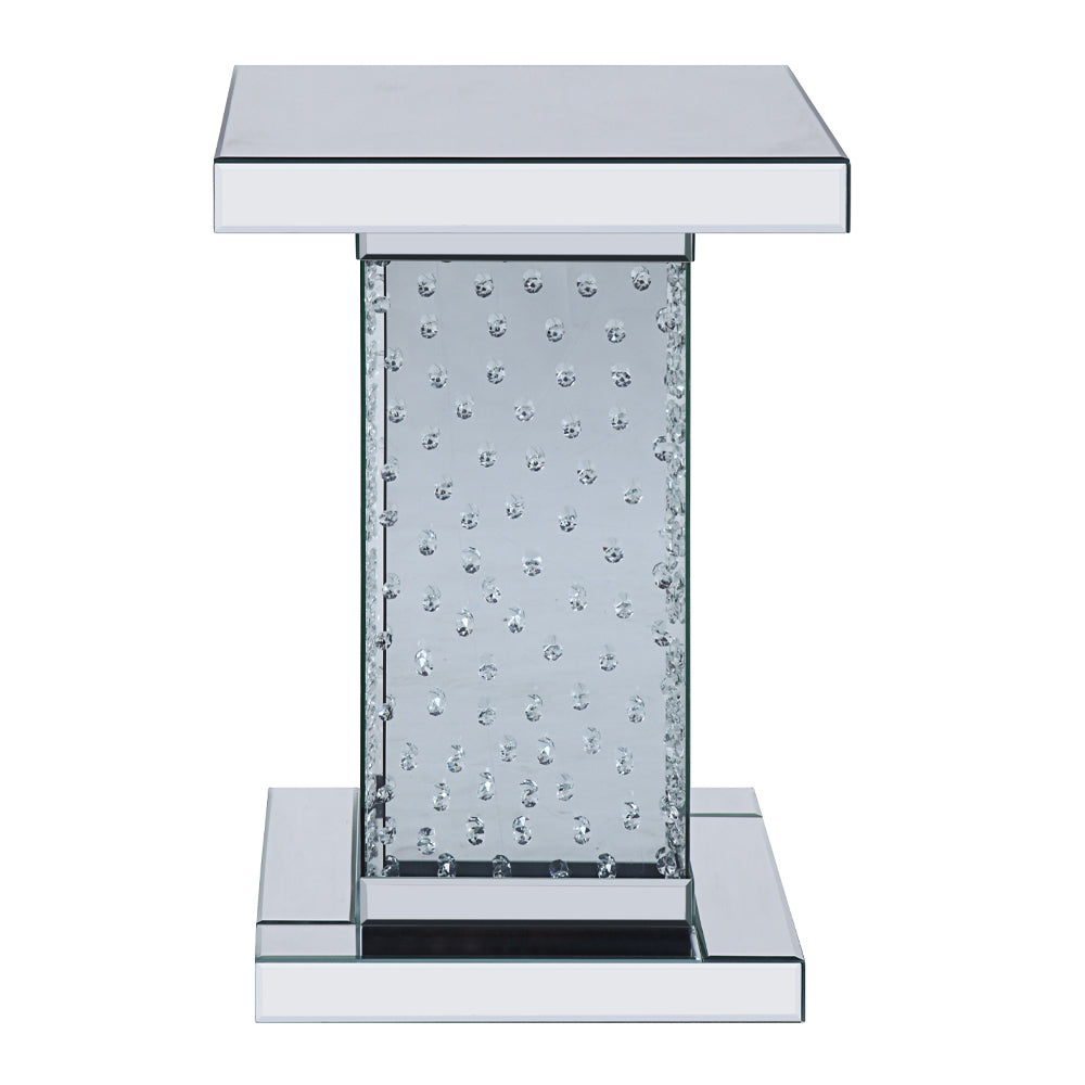 Nysa End Table - Mirrored & Faux Crystals (18"W x 18"D x 26"H)