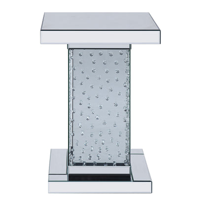 Nysa End Table - Mirrored & Faux Crystals (18"W x 18"D x 26"H)