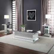 Nysa End Table - Mirrored & Faux Crystals (18"W x 18"D x 26"H)
