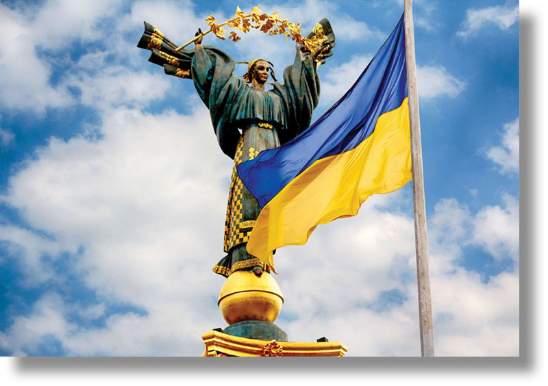 ''Ukraine Independence Monument with Flag'' Tempered Glass