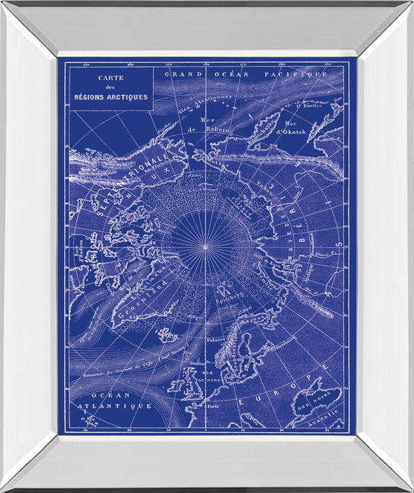 Mirrored Frame Arctic Map By The Vintage Collection