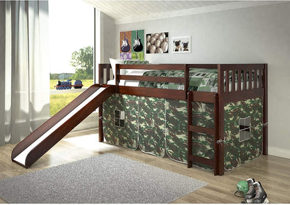 Cama tipo loft doble con tobogán