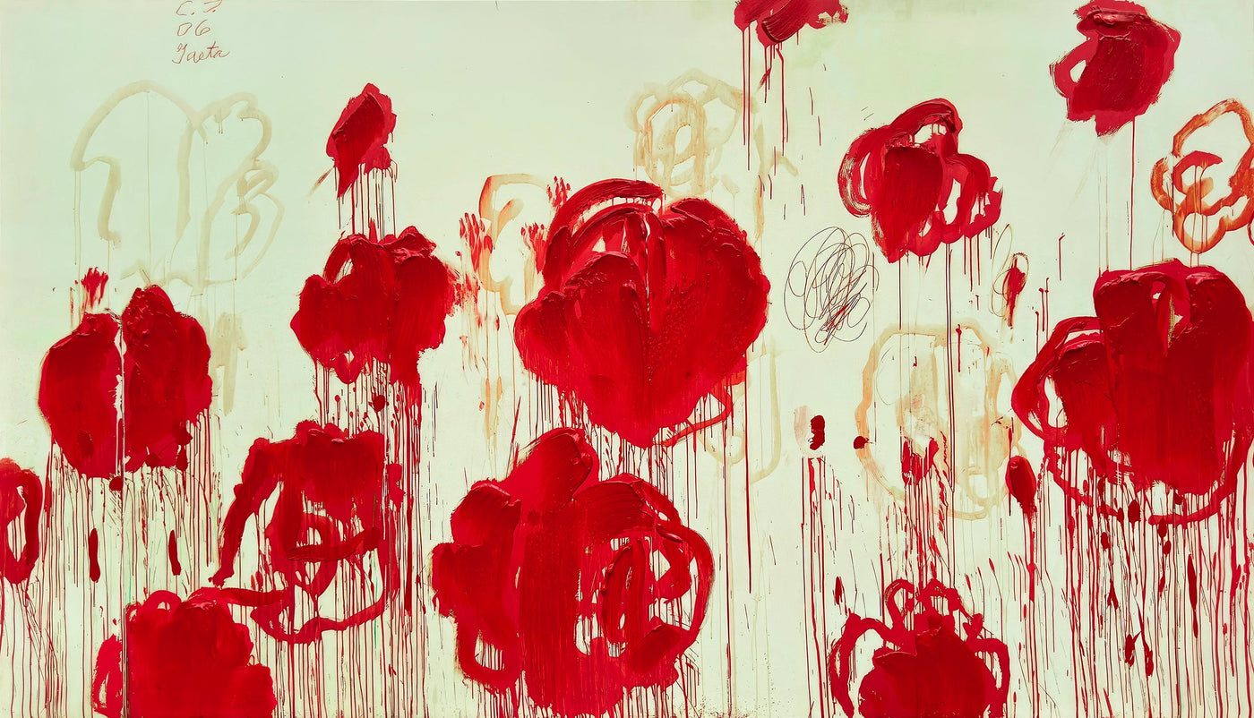 ''Crimson Reverie: Abstract Poppies'' Hand-painted Wrapped Canvas