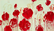 ''Crimson Reverie: Abstract Poppies'' Hand-painted Wrapped Canvas
