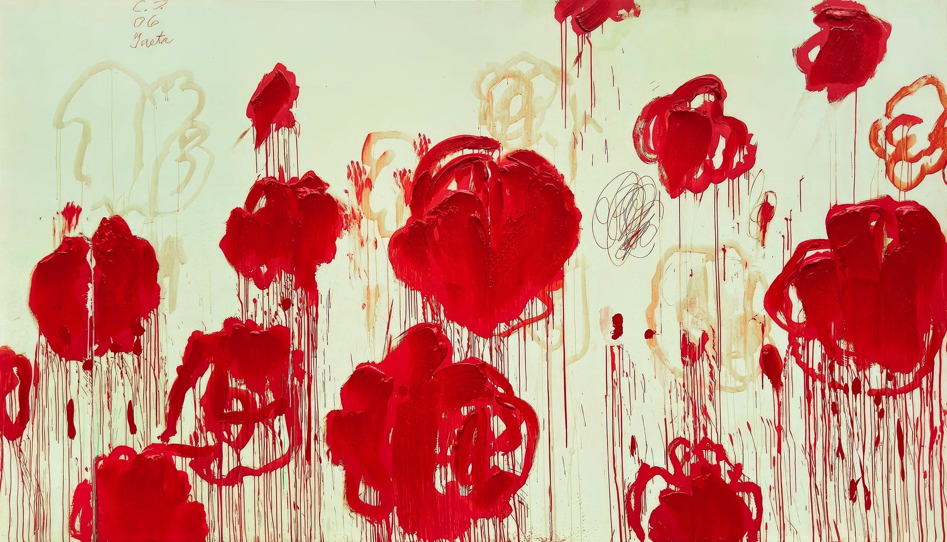 ''Crimson Reverie: Abstract Poppies'' Hand-painted Wrapped Canvas