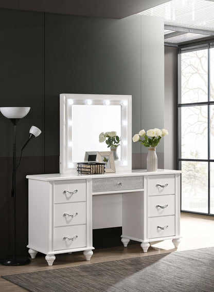 Barzini Wood 7-Drawer Vanity Desk with Mirror