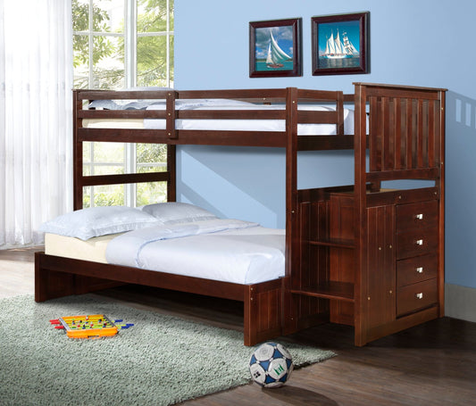 Mariner Mission Twin over Full Cappuccino Exteded Stairway Bunkbed