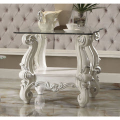 Mesa auxiliar cuadrada Versalles con tablero de cristal