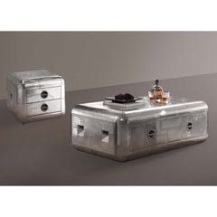 Brancaster Rectangular 1 Drawer Coffee Table with Aluminum Frame