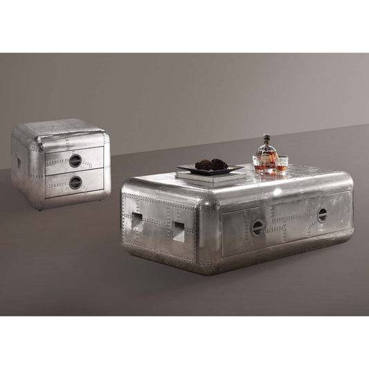 Brancaster Rectangular 1 Drawer Coffee Table with Aluminum Frame