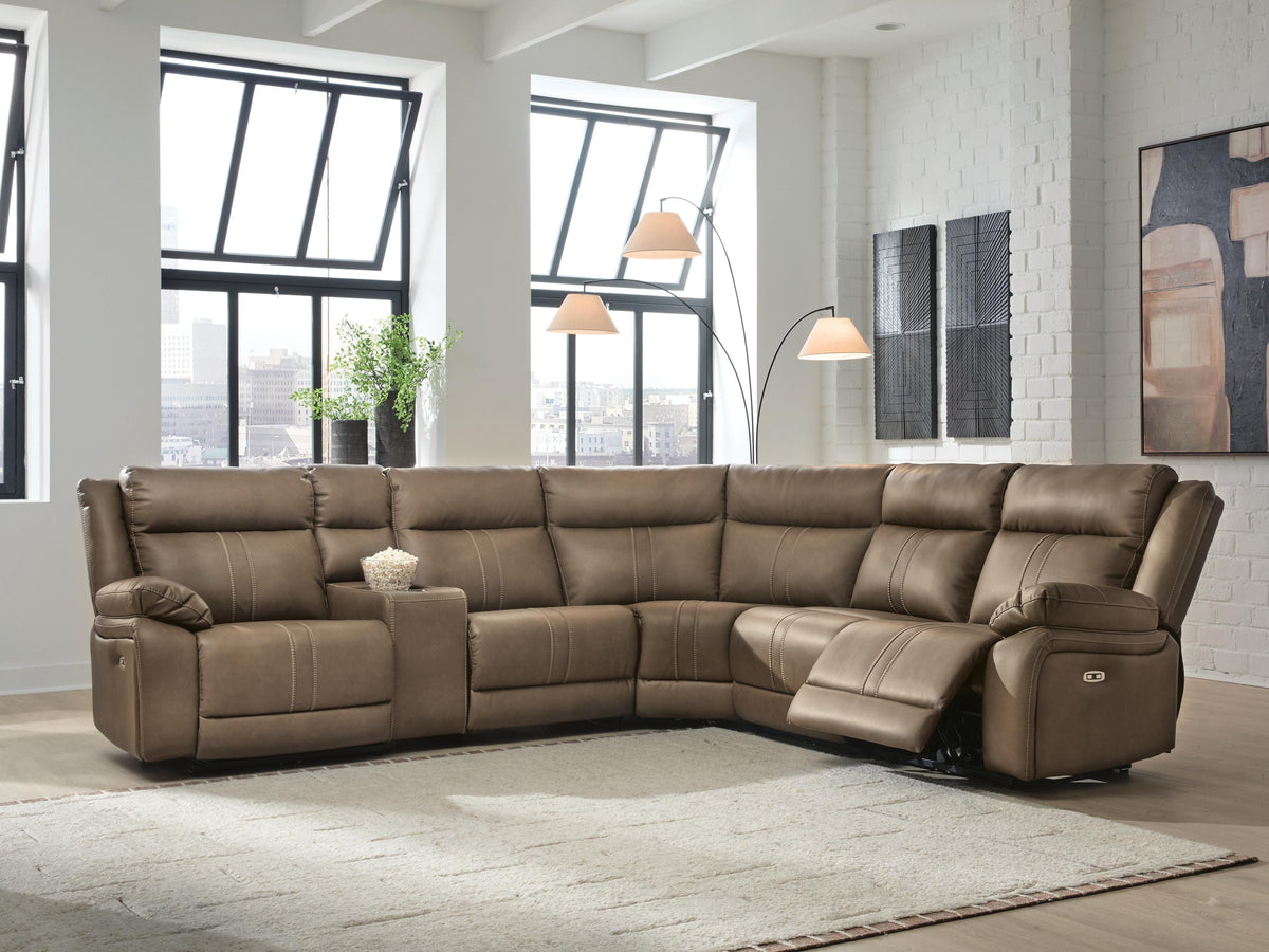 Max-Media 6-Piece Power Reclining Sectional with Audio Console
