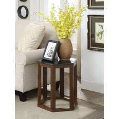 Reon 2PC Pack Accent Table Set (Set of 2) - Natural Marble Top & Walnut