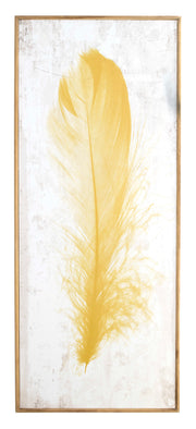 ''Yellow Feather'' Wood Wall Art