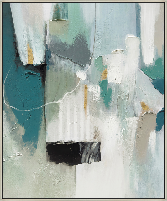 Oceanic Whispers I Hand-embellished Canvas in Frame