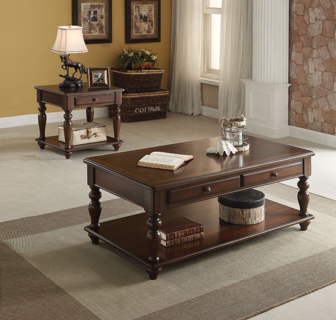 Mesa de centro rectangular Farrel de 122 cm con tapa elevable