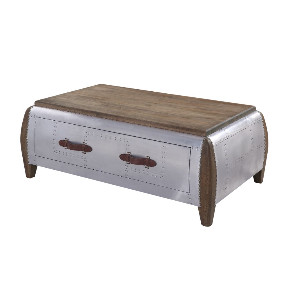 Mesa de centro rectangular Brancaster de 1 cajón con tablero de madera