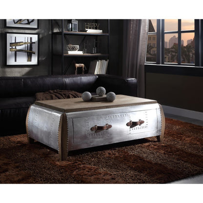 Brancaster Rectangular 1 Drawer Coffee Table with Wooden Top