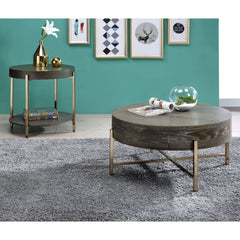 Mesa de centro redonda Weyton con 1 cajón