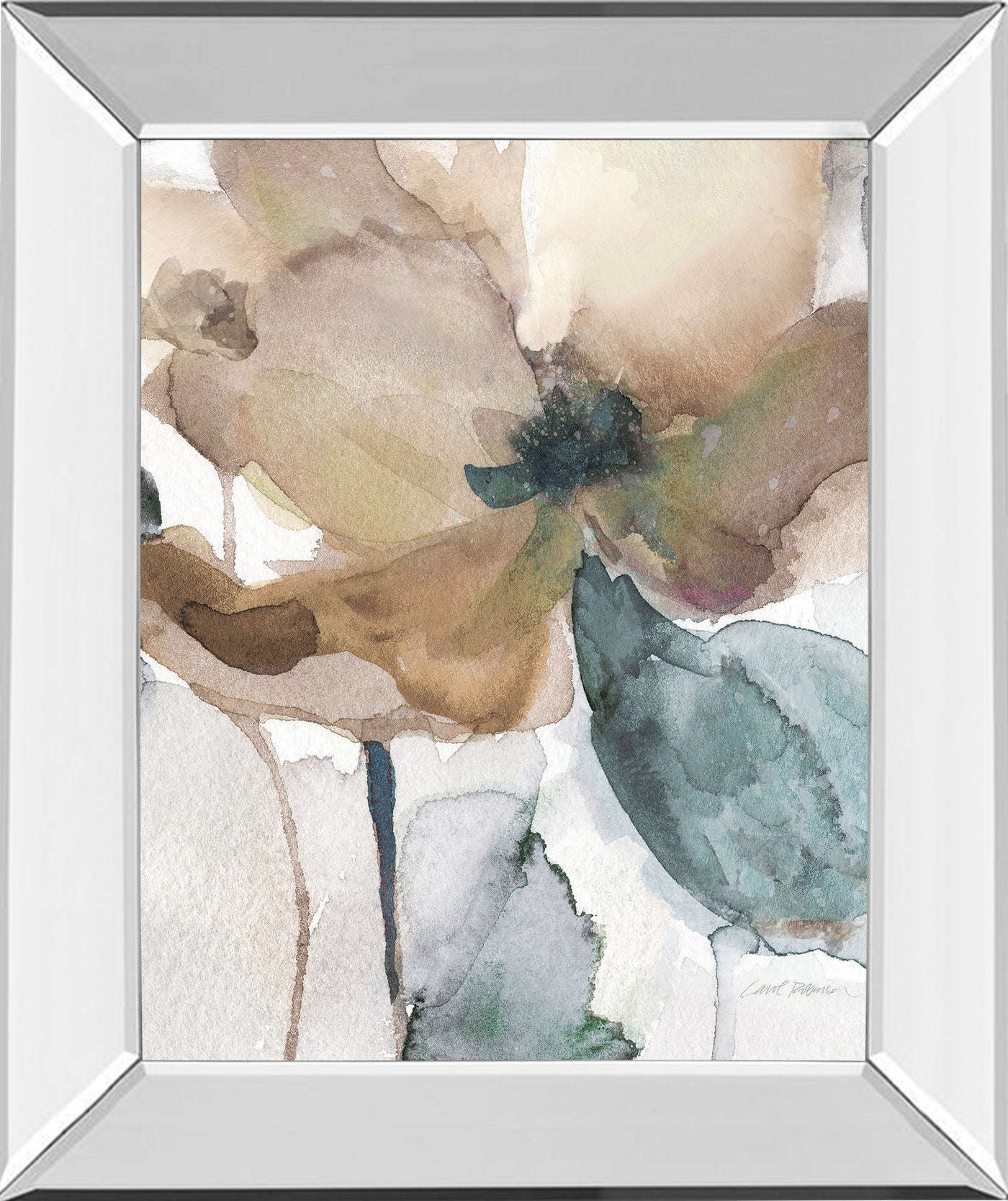 Mirrored Frame Watercolor Poppy I By Carol Robinson