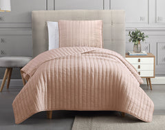Textured Channel Quilted 2 Piece Corverlet Set