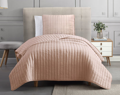 Textured Channel Quilted 2 Piece Corverlet Set