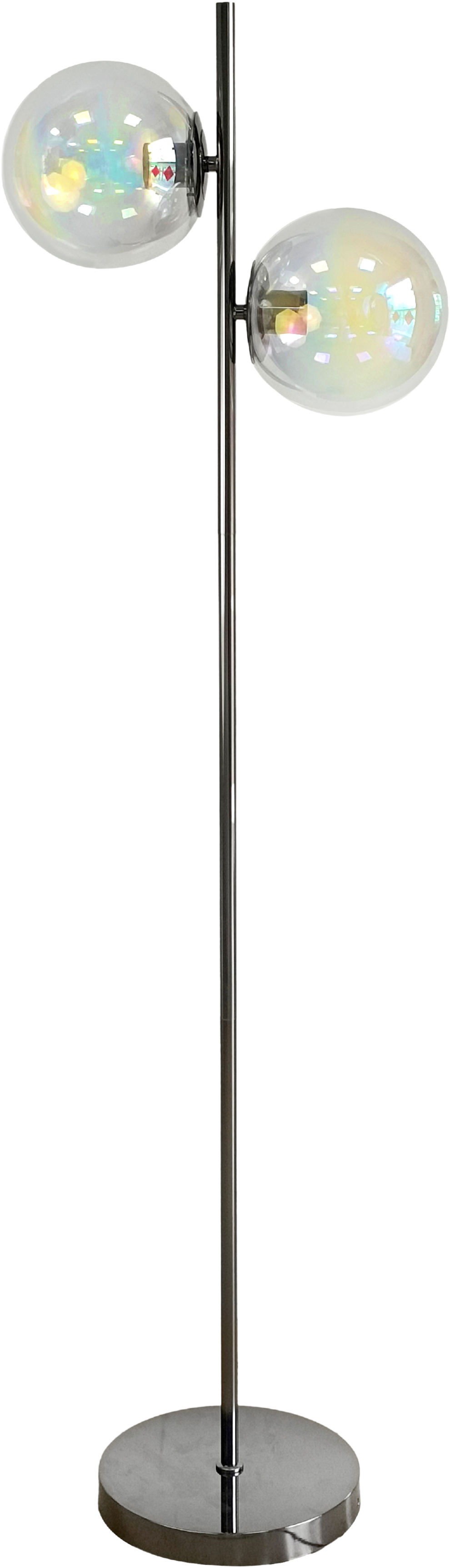 Celestial Radiance Metal Floor Lamp with Iridescent Glass Globes