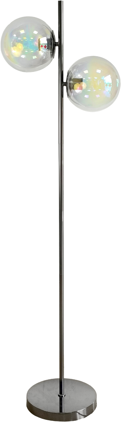 Celestial Radiance Metal Floor Lamp with Iridescent Glass Globes