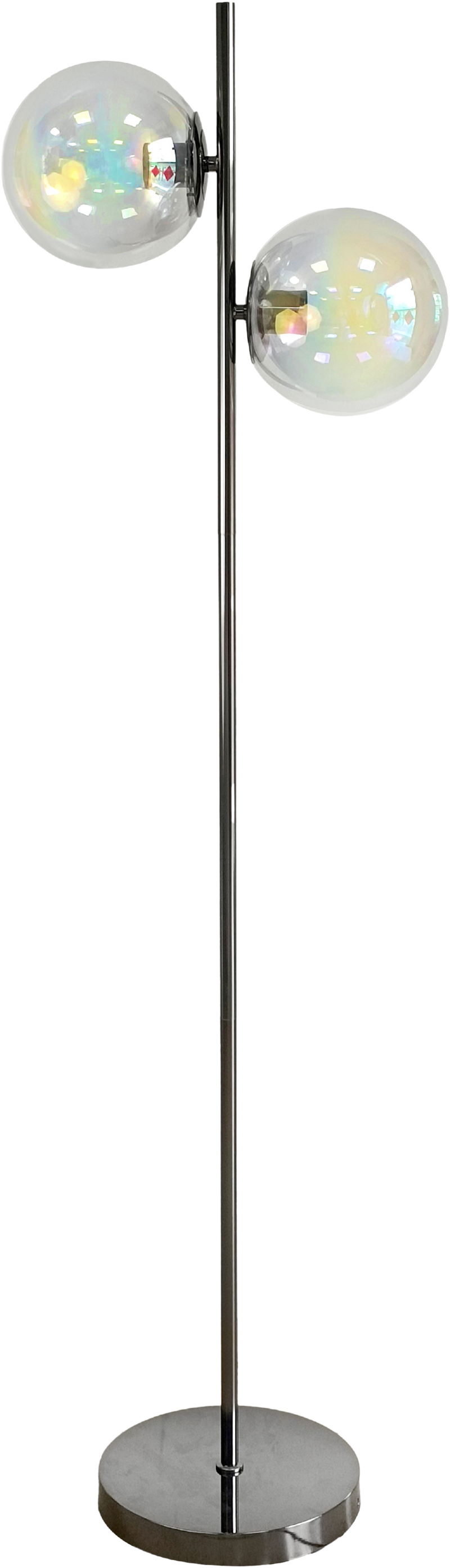 Celestial Radiance Metal Floor Lamp with Iridescent Glass Globes