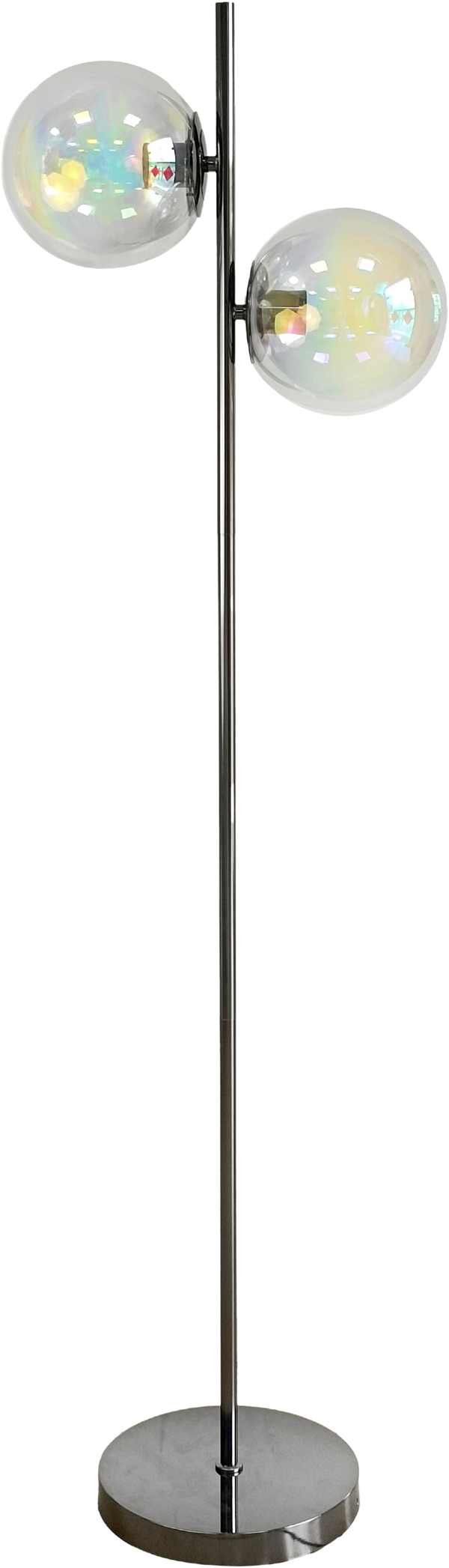 Celestial Radiance Metal Floor Lamp with Iridescent Glass Globes