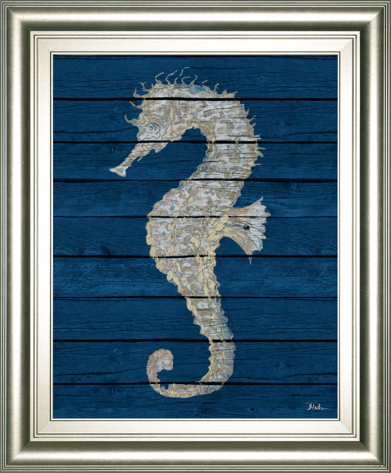 Antique Seahorse On Blue II By Patricia Pinto