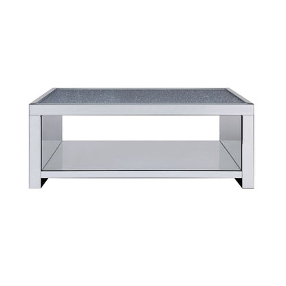 Noralie Glam Rectangular Coffee Table with Mirrored Sled Base