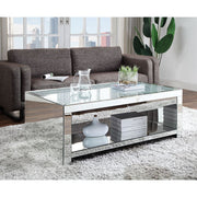 Mesa de centro rectangular Noralie Glam con base de trineo con espejo