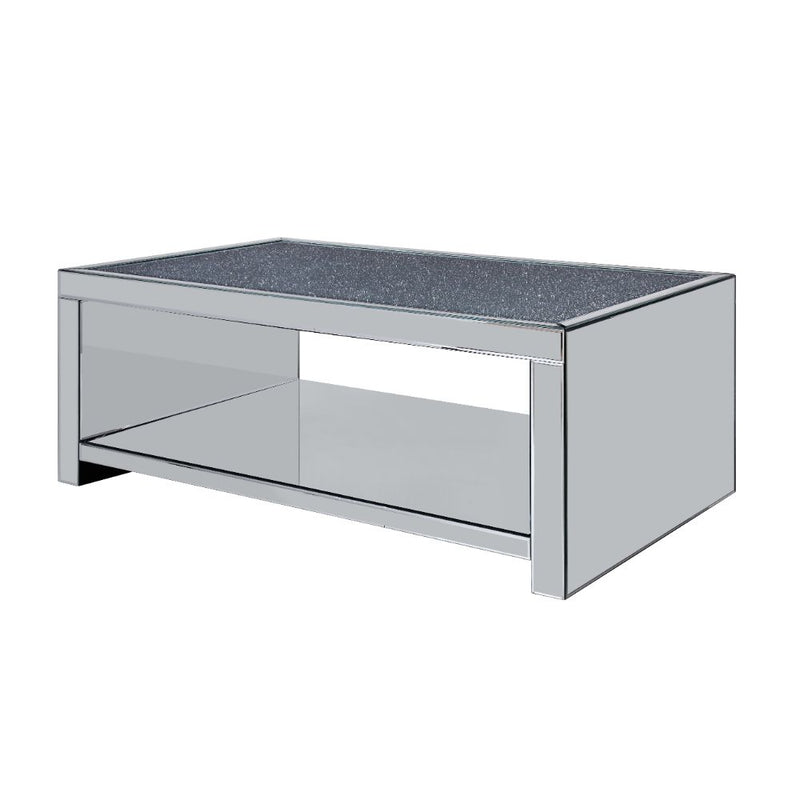Mesa de centro rectangular Noralie Glam con base de trineo con espejo