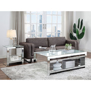 Mesa de centro rectangular Noralie Glam con base de trineo con espejo