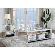 Mesa de centro rectangular Noralie Glam con base de trineo con espejo