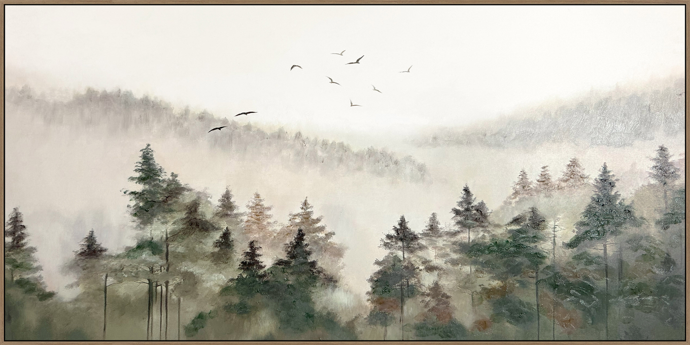 Misty Wilderness Hand-painted Canvas in Frame