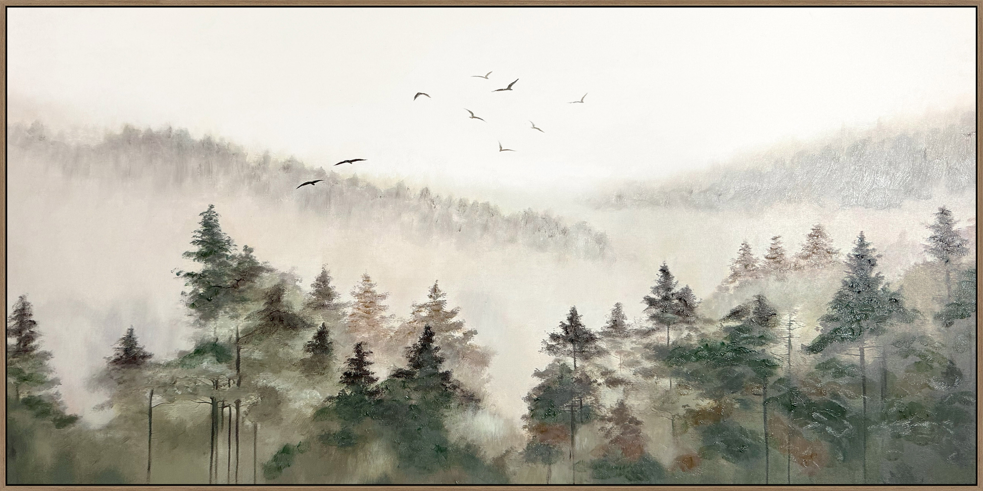 Misty Wilderness Hand-painted Canvas in Frame