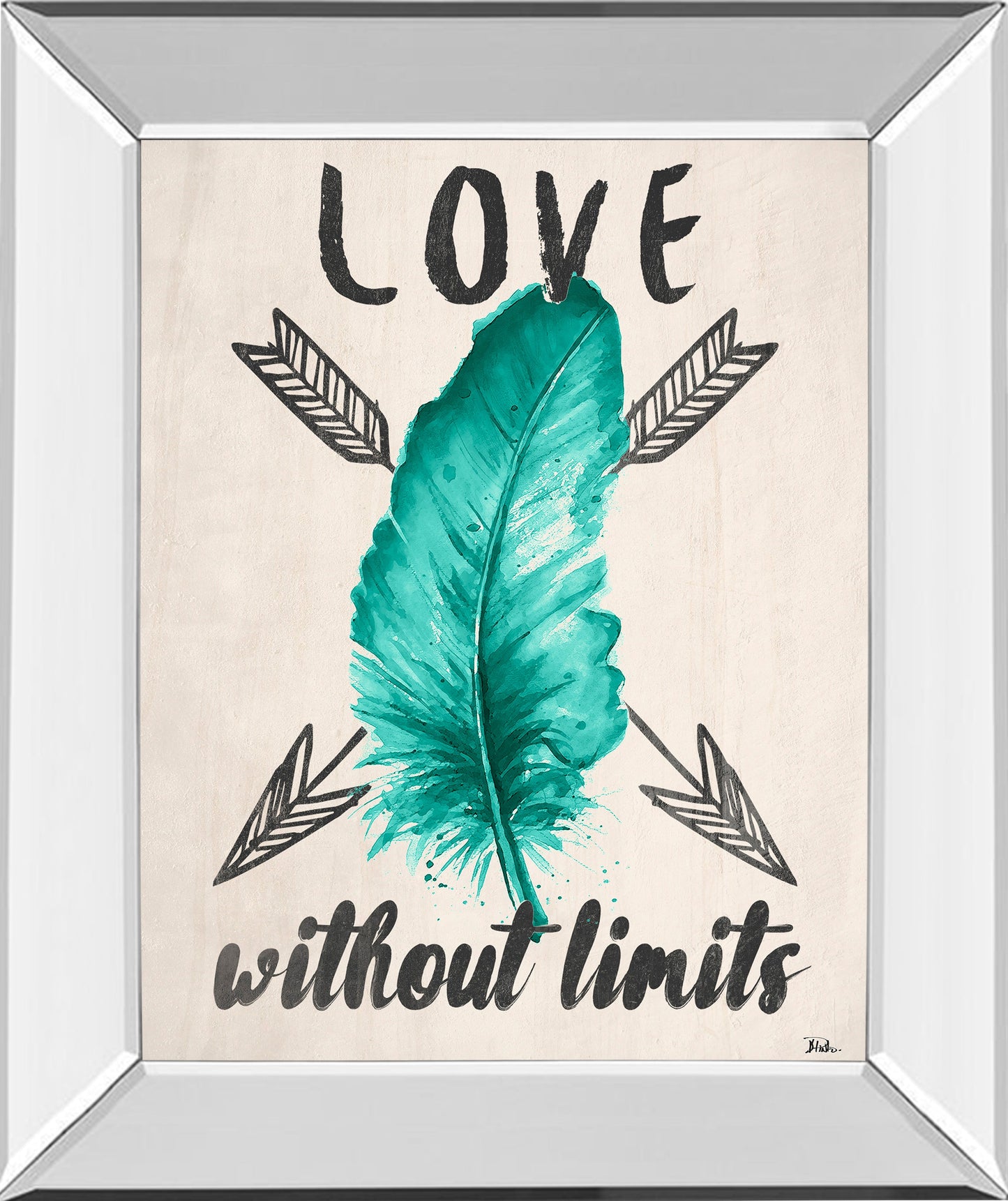 Mirrored Frame Teal Fearless Limits II By Patricia Pinto