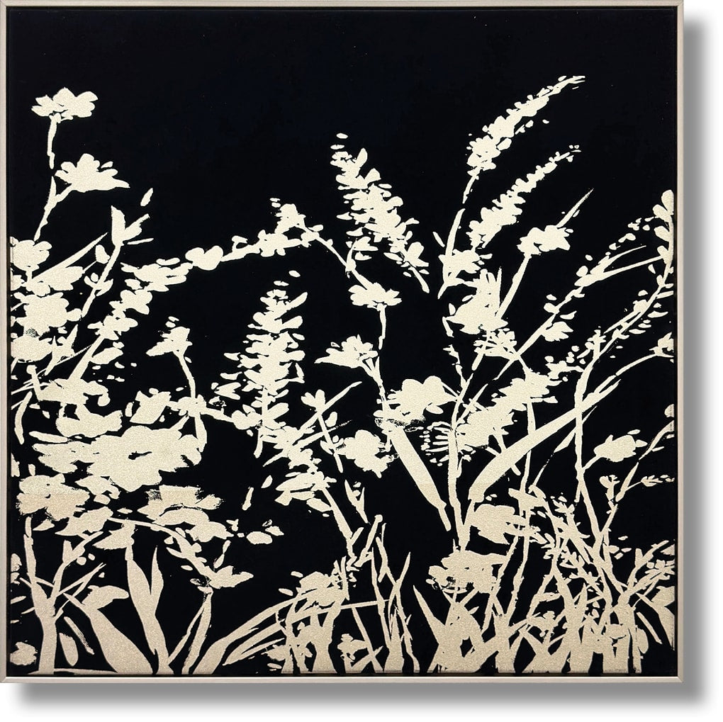 ''Noir Garden Silhouette'' Suede Canvas w/ Metallic