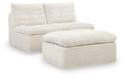 Canefield Armless Chair with Ottoman (Set of 3)