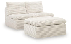 Canefield Armless Chair with Ottoman (Set of 3)