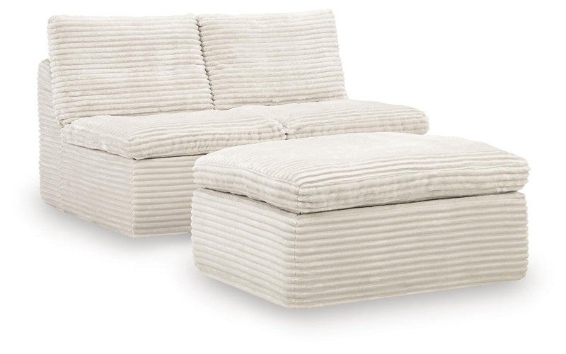 Canefield Armless Chair with Ottoman (Set of 3)