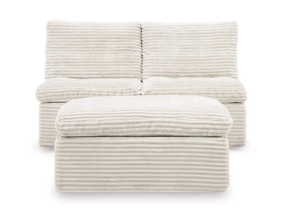 Canefield Armless Chair with Ottoman (Set of 3)