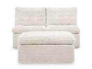 Canefield Armless Chair with Ottoman (Set of 3)