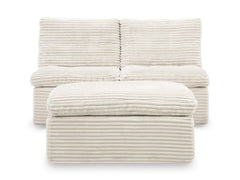 Canefield Armless Chair with Ottoman (Set of 3)