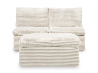 Canefield Armless Chair with Ottoman (Set of 3)