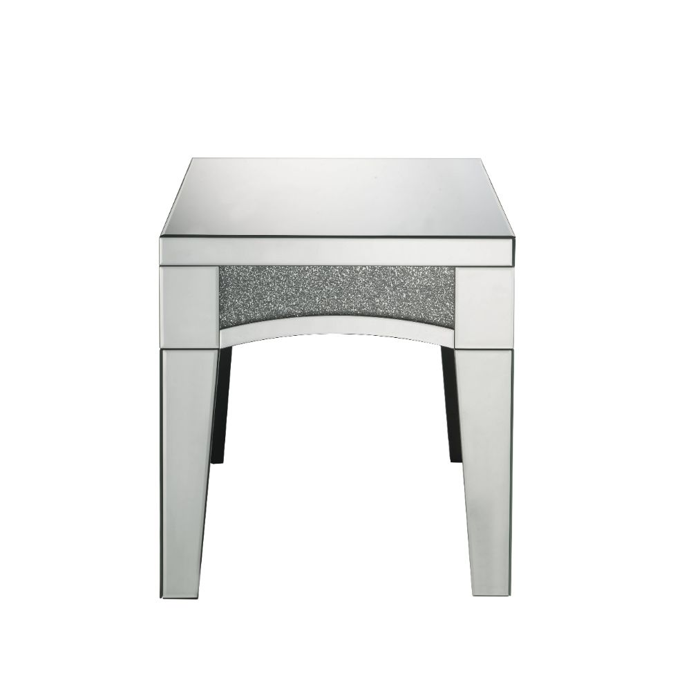 Mesa auxiliar cuadrada Noralie Glam con pata cuadrada cónica con espejo