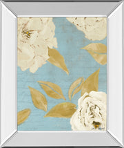 Mirrored Frame Scripted Poetic Peonies I By Lanie Loreth